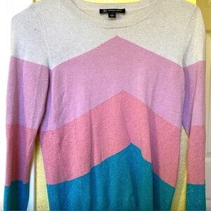 INC sparkle chevron crew neck sweater, size S